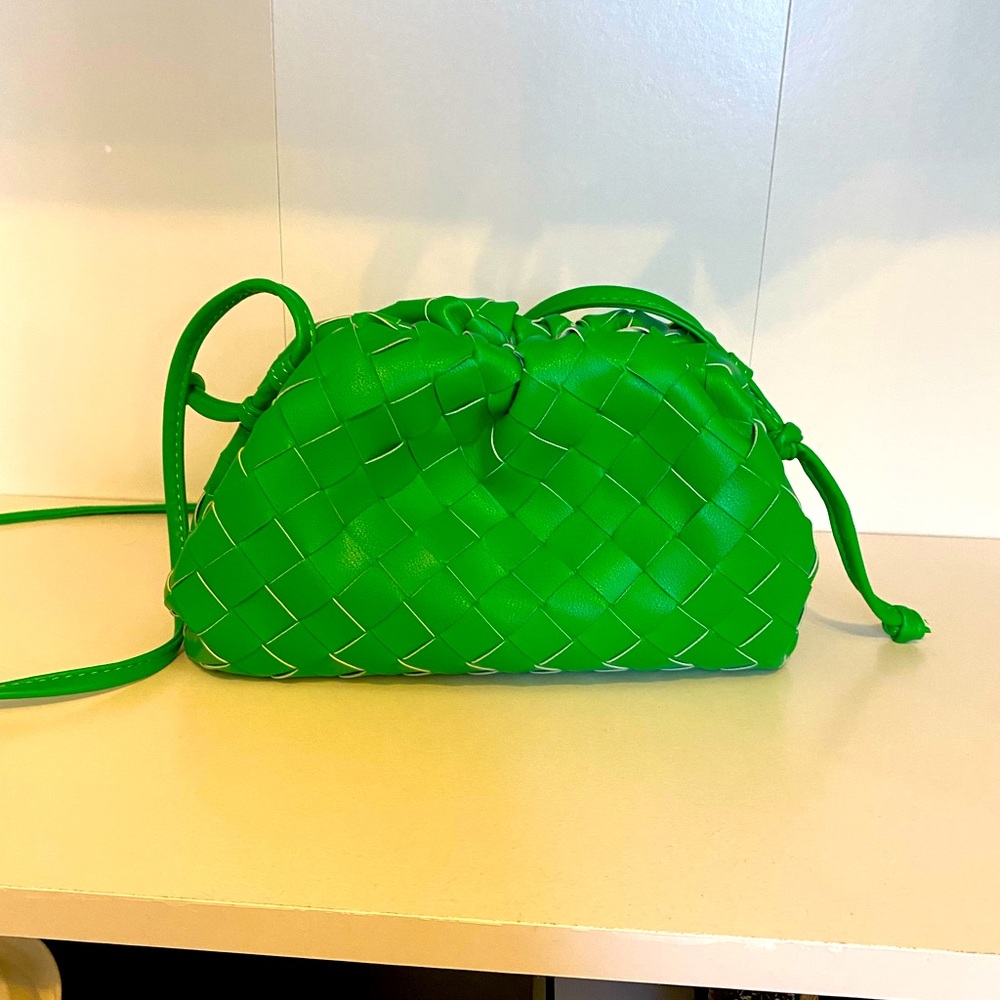 woven knot soft leather bag